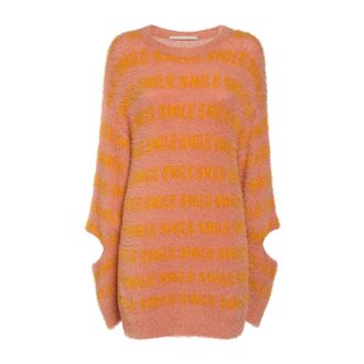 Stella McCartney Smile Fuzzy Knit Cut-Out Jumper - female - Stella McCartney - Round-neck Knitwear - Orange - 2XS - Knitwear