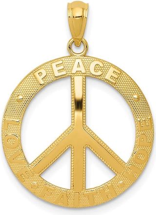 Diamond2Deal 14k Yellow Gold PEACE LOVE FAITH HOPE Peace Sign Pendant
