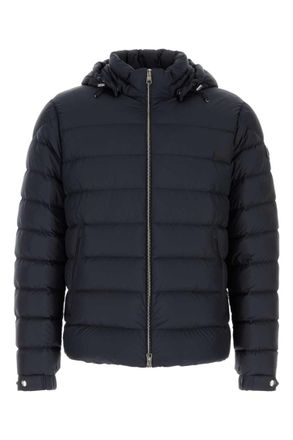 Moncler Navy Blue Hooded Short Down Jacket