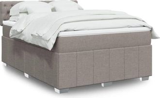 vidaXL Vidaxl - Cama Box Spring Con Colch&oacute;n Tela Gris Taupe 140x200 Cm