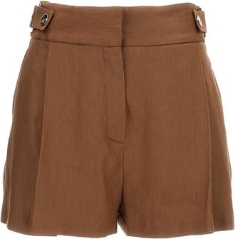 Elisabetta Franchi Tan Brown Linen Blend Shorts