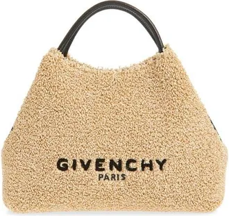 Givenchy Nano Facet Straw & Leather Top Handle Bag in Natural at Nordstrom