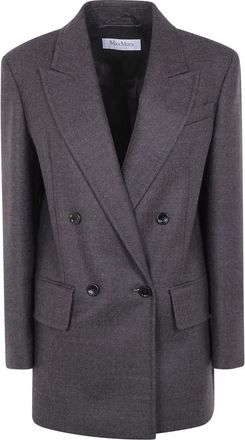 Max Mara Pulvino Shetland Wol Jas - Dames - Blazers - Grijs - S - Wol - Jassen