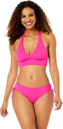 Anne Cole Womens Live In Color Solid Halter Bikini Top in Orchid at Nordstrom, Size X-Small