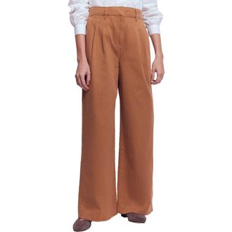 Boden Kensington Wide Leg Cotton Pants in Argan Oil at Nordstrom, Size 12