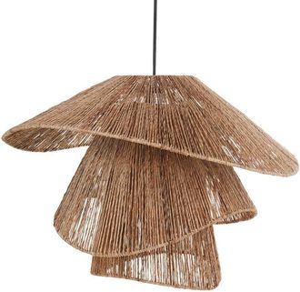 Beliani L&aacute;mpara Colgante Pantalla De Yute Base De Hierro Estilo Boho Natural Bedas