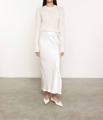 Enza Costa Satin Bias Cut Skirt In Cloud