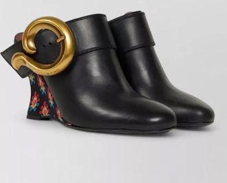 Etro leather wedge mules clog buckle detail