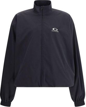 Balenciaga Mens Cotton Logo Patch Hoodie - Black - Size Medium