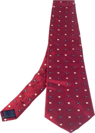 Lanvin 1990s stropdas met visgraatpatroon - Rood