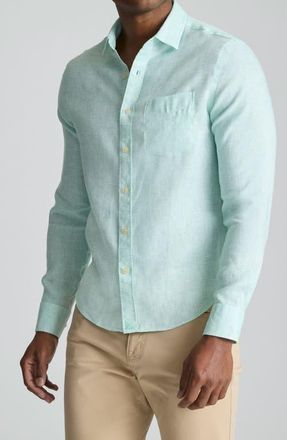 UNTUCKit Stripe Wrinkle Resistant Linen Button-Up Shirt in Green at Nordstrom, Size X-Large
