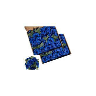 OEM Rosas De Espuma Azul Real (50 Rosas): Rosas Artificiales Realistas Con Tallos Y Hojas, Ideales Para La Decoraci&oacute;n Del Hogar, Fiestas, Bodas Y Jardines