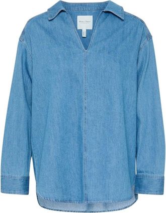 Part Two Oversized Denim Blouse Medium Blue - Dames - Blouses - Blauw - S - Denim - Overhemden