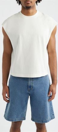 BP. Boxy Crop Cutoff Cotton Tank in Ivory Egret at Nordstrom, Size Xx-Large