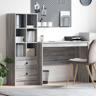 Berkfield Home Desk with Storage Grey Sonoma Engineered Wood