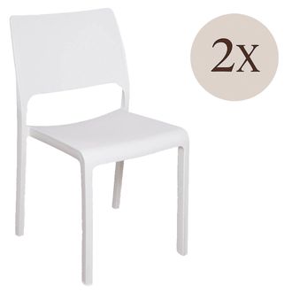 Dmora Dmora - Conjunto De 2 Sillas De Exterior Cereseto, Asiento De Jard&iacute;n, Para Interior O Exterior, Apilable, Fabricado En Italia, 47x53 H82 Cm, Blanco