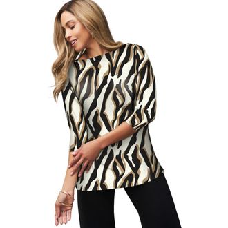 Jessica London Stretch Cotton Boatneck Tunic in Ivory Abstract Zebra at Nordstrom, Size 12