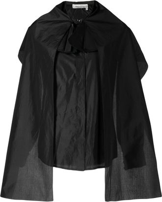 Saint Laurent cape layered silk blouse - women - Silk - 38 - Black