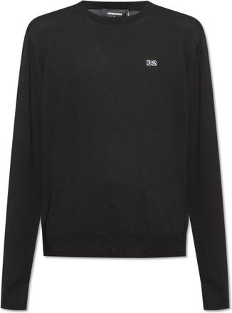 Dsquared2 Trui met Logo - Heren - Ronde hals truien - Zwart - 2XL - Katoen - Truien & Vesten