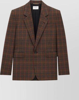 Saint Laurent wool check single-breasted jacket with notched collar