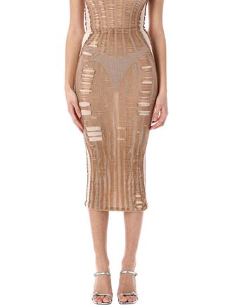 Diesel Beige Cotton blend long skirt
