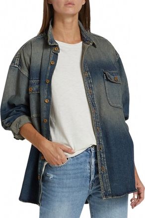 NSF Busy Boyfriend Denim Shirt In Seine Wash