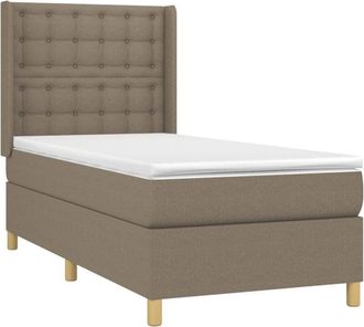 vidaXL Cama Box Spring Colch&oacute;n Y Luces Led Tela Gris Taupe 100x200 Cm Vidaxl