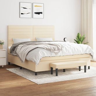 vidaXL Vidaxl - Cama Box Spring Con Colch&oacute;n Tela Color Crema 180x200 Cm