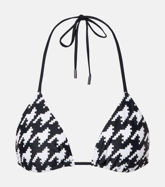 Perfect Moment Top bikini con stampa pied-de-poule