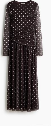 H&M Drapiertes Meshkleid - Brown