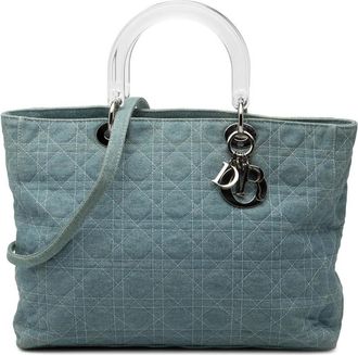 Dior Pre-owned Dior Large Denim Cannage Acrylic Handles Lady Dior Ladies 6UQL4STA5VKT45R0