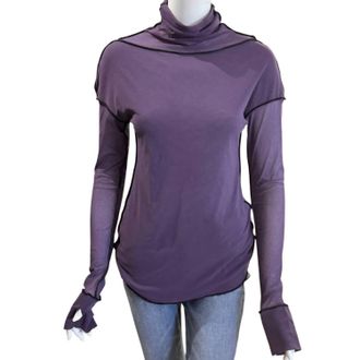 Petit Pois by Viviana G Double Mesh High Neck Tee In Purpl