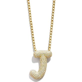 BaubleBar Bubble Initial Pendant Necklace in Clear J at Nordstrom Rack