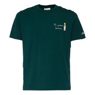 MC2 Saint Barth T-Shirts, male, Green, Size: XL Girocollo Manica Lunga Scritta MI Piace Tonica