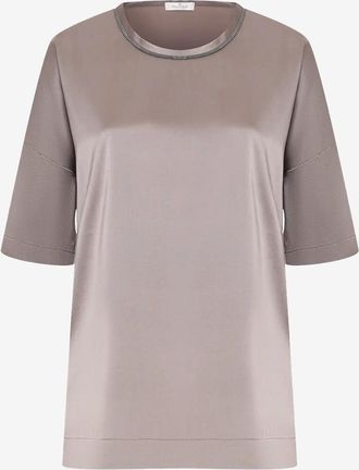 PANICALE Kurz&auml;rmeliges Top aus Seide