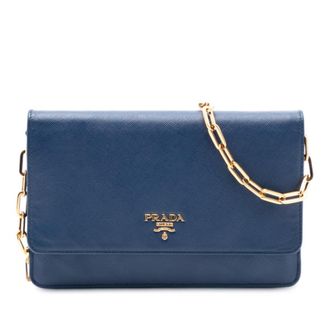Prada Pre-owned Prada Saffiano Wallet On Chain Ladies UNWA0RSDRPA2WULD