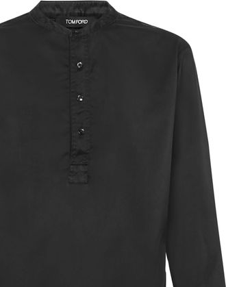 Tom Ford Mens Pajama Henley Brown Silk Sleepwear