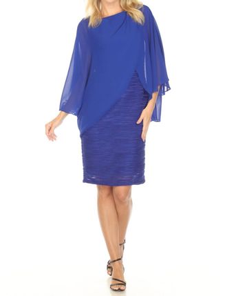 Joseph Ribkoff Chiffon Overlay Textured Sheath Dress In Royal Sapphire