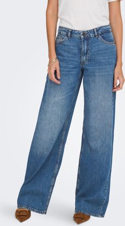 Jacqueline de Yong Relax-fit-Jeans JDY JDYRUBY MW WID MB 1006 DNM NOOS, Damen, Gr. XL (42), L&auml;nge 30, medium blau denim, Denim/Jeans, Obermaterial: 99% Baumwolle, 1% Ela