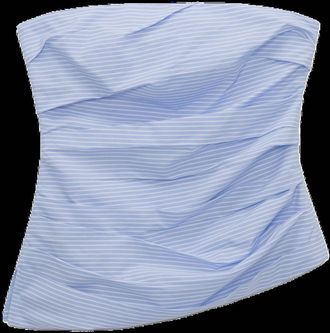 Jonathan Simkhai Womens Emerson Rushed Bustier Top In Periwinkle Stripe
