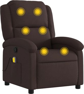 vidaXL Sill&oacute;n De Masaje Reclinable De Tela Marr&oacute;n Oscuro Vidaxl