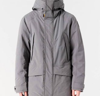 Parajumpers Efrem Hooded Long Jacket In Pewter