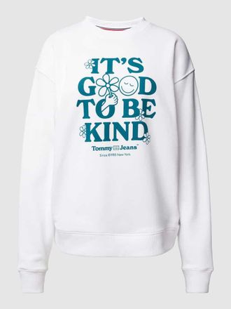 Tommy Jeans Relaxed Fit Sweatshirt mit Statement-Print in Weiss, Gr&ouml;&szlig;e XS