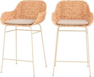 Rendez-Vous D&eacute;co Lote de 2 sillas para isla central 66 cm en material natural