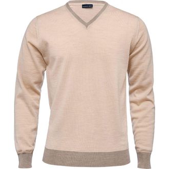 Emanuel Berg Fine Gauge Merino Wool V-Neck Sweater in Light Beige at Nordstrom Rack, Size Small