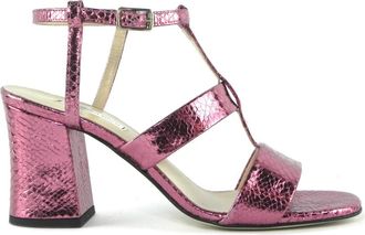 Giampaolo Viozzi Pitone print sandaal - Dames - Sandalen met hakken - Roze - 36 EU - Schoenen