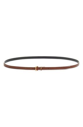Saint Laurent Monogram Keeper Leather Skinny Belt in Ginger Bread at Nordstrom, Size 90