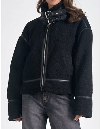 Elan Bomber Sherpa Jacket In Black