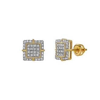 LuvMyJewelry Aventura 10K Yellow Gold Diamond Unisex Earrings - 0.21 Cts at Nordstrom