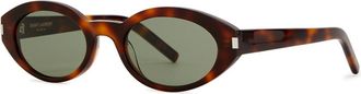 Saint Laurent Oval-frame Sunglasses, Designer Sunglasses, Green